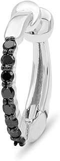 Hinged Hoop Clasp Black Diamond Sterling Silver Ear Cuffs - Sophisticated and Edgy Non-Piercing Earrings for Women - Crafted in India