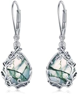 Butterfly/Fan/Mermaid Tail/Dragonfly/Celtic/Moonstone/Black Onyx/Moss Agate Teardrop Drop Dangle Earrings Jewelry Gifts for Women Mom Daughter Wife