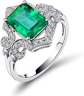 Beautiful Natural Green Emerald Ring Solid 14K White Yellow Gold Engagement Wedding Diamonds Rings for Women Promotion