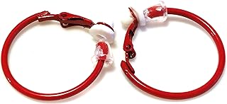 Clip-on Earrings Small 1 inch Hoop Earrings Red White or Black Hoop Earrings