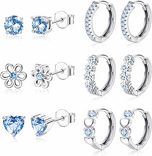 YADOCA Stud Hoop Earrings for Girls Women Hypoallergenic    Post Cute Earrings Small Flower Heart Toddler Earrings Cubic Zirconia Earrings Studs Huggie Hoop Set for Sensitive Ears