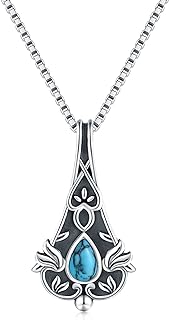 Sterling Silver Cable Chain Spoon Pendant Necklace with Turquoise Gem - Exquisite Vintage Western Themed Women's Accessory