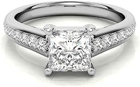 Lalit Gems 2.50 CT Princess Moissanite Engagement Rings 10K 14K 18K Solid Gold Moissanite Diamond Ring 925 Sterling Silver Solitaire Engagement Wedding Ring