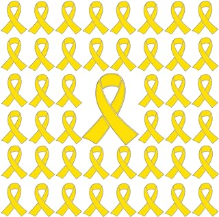 Pin-Style Yellow Ribbon Awareness Brooch, High-Quality Alloy Steel, Ideal for Bone Cancer Charity Events & Donations, Available in Sets of 25, 50, 100 For Men and Women, Ribbon Shape/Design