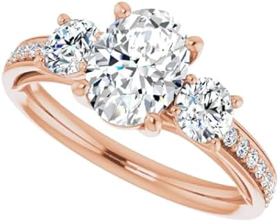 Moissanite Engagement Rings, 1 CT Oval cut Wedding Stacking Ring for Women,10K/14K/18K Rose Gold 925 Silver Anniversary Ring