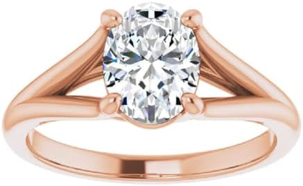 2 CT Oval Cut Moissanite Split Shank Engagement Ring in Sterling Silver, Perfect Gift for Your Beloved Woman