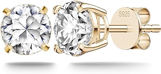 SugarTang Earrings,Moissanite Diamond White Gold Earrings for Women,Sterling Silver Earrings, Hypoallergenic Stud Earrings for Women Men(1-2cttw)