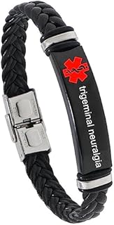 Free Engraving Braided Leather Medical Alert Wristband Sos ICE Personalized Customized Medical ID Bracelet Awareness Emergency for Men Women with Medic Insert Wallet Card,8.27''
