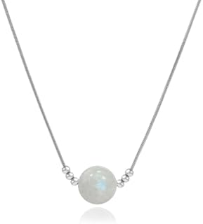 Moonstone Crystal Necklace with Lobster Claw Clasp and Cable Chain, Handcrafted Elegant Healing Jewelry for Women, Featuring Natural Stone Beads and Stainless Steel Accents