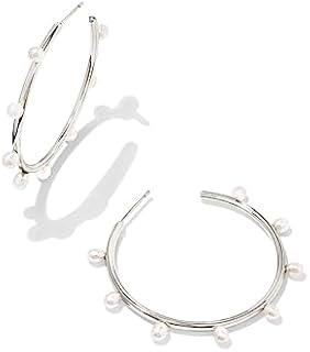 Elegant Kendra Scott Large Pearl Hoop Earrings with Gold Push-Back Design