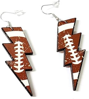 Wood ball Football basketball volleyball rugby baseball Lightning earrings