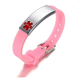 Adjustable Silicone Medical ID Bracelets with Easy Hook for Men and Women, Stainless Steel Tag, Comfortable Design