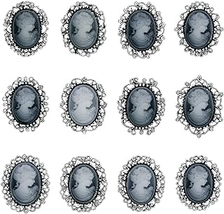 WeimanJewelry Lot 12pcs Crystal Rhinestone Flower Vintage Victorian Cameo Brooch Pin Set for Women