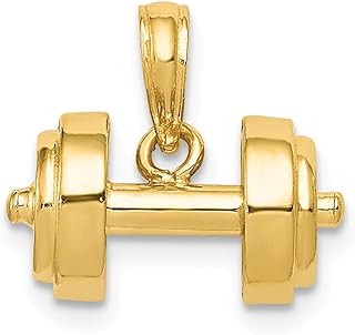 14k Yellow Gold Solid Polished 3 D Single Barbell Pendant Necklace Measures 10.3x14.3mm Jewelry for Women