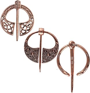 Retro Viking Brooches Cloak Pins Celtic Scarf Shawl Buckle Medieval Clasp Pin Brooch Penannular Brooch for Women Men Jewelry Costume 3Pcs Set