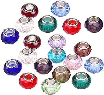 SEWACC 100-Piece Crystal Cut Glass Beads Set -  Birthstone Beads for Bracelets - Assorted Colors - Designed in Large Hole Style for DIY Jewelry - Perfect as Gifting Option for Art Lovers