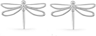 Sterling Silver Dragonfly Stud Earrings with Push Back Design, Handcrafted by Thai Artisans - Boma Jewelry