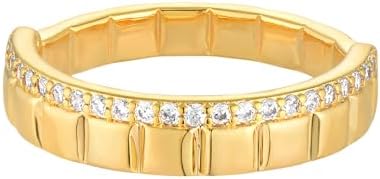 Trendy LADYGD Women's Stackable Rings - 14K Gold Plated Baguette Style in Yellow Gold Plated Brass - US Size 6 Minimalist Finger Jewelry Gifts