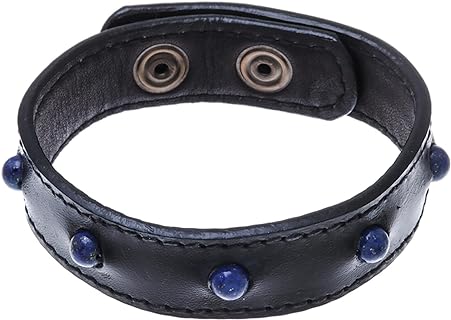 NOVICA Handmade Men's Lapis Lazuli Beaded Wristband Bracelet Leather Thailand Birthstone Gemstone [8.5 in min L x 9.25 in max L x 0.7 in W] 'Powerful Mind'