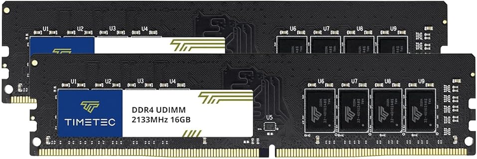 Memoria RAM Timetec 32GB Kit (2x16GB) DDR4 2133MHz, Dual Rank y 2Rx8, ideal para Computadoras de Escritorio, con bajo voltaje y latencia CL15