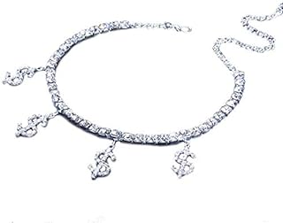 callu Rhinestone Chain Dollar Sign Pendant Anklet Bracelet,Crystal Dollar Sign Ankletst,Bikini Foot Chain Bracelet