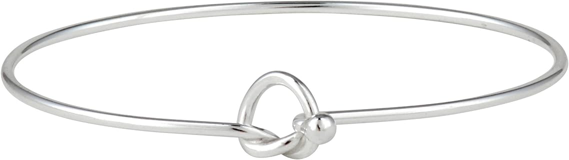Lobster Claw Clasp Bangle Bracelet - Box Chain Sterling Silver - Ideal Accessory for Women - Friendship Knot Design