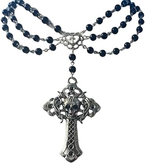 Layered Rosary Clavicle Chain Trendy Crucifix Pendant Necklace Punk Inspired Chain Choker Ornaments Elegant Jewelry, as picture