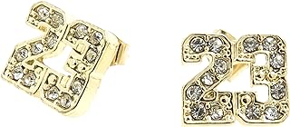 Number # 23 Basketball Gold Tone Iced Out CZ Stud Jordan Earrings
