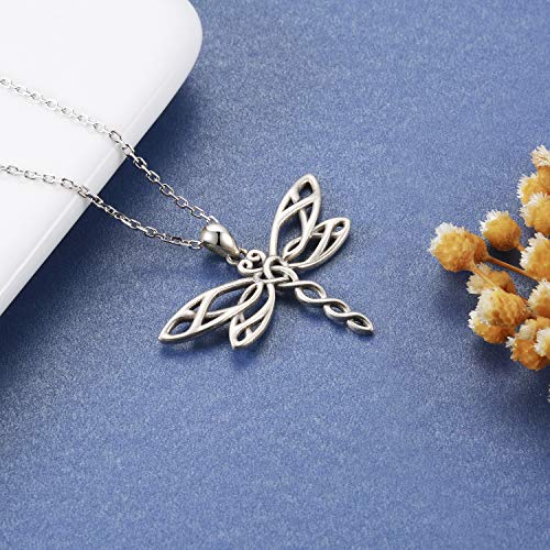 MANBU Sterling Silver Dragonfly Necklace for Women: Celtic Infinity Dragonfly Pendant Christmas Jewelry Gifts for Dragonfly Lovers