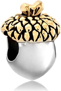 Glamorous Golden Leaf and Acorn Fruit Charm Bracelet with Durable Metal Chain - A Perfect Accessory for Fashionable Women - USA Origin