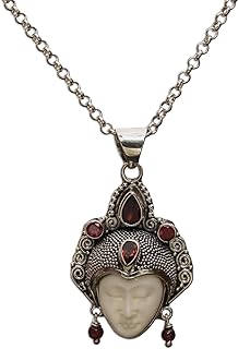 NOVICA Artisan Handmade Garnet Pendant Necklace .925 Sterling Silver Bone Red Indonesia Birthstone 'Queen of Sumatra'