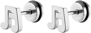 Music Note Stainless Steel Stud Earrings for Men and Women with Push Back - Chic and Durable Fashion Jewelry Gift