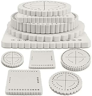 BILLIOTEAM 5 Pieces Braiding Disk Round Square Kumihimo Beading Cord Disc Braiding Braided Plate DIY Bracelet Loom Weaving Board (Round/Square Plate, White)