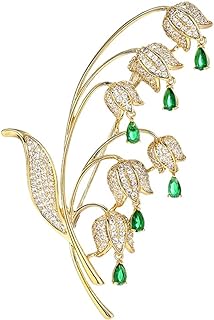 14K Gold Lily of the Valley Brooch with Genuine Moissanite - Elegant Floral Design, Premium Moissanite-Accented Jewelry, Ideal Gift for Women on Special Occasions