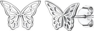 Silvora 925 Sterling Silver Butterfly Stud Earrings for Women and Girls, Featuring Push Back Closure and Lightweight Design, Perfect for Casual or Evening Wear, with Gift Box Included