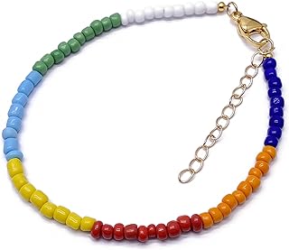 Colorful Rainbow Summer Anklet Multi-Color Mix Glass Seed Beads with Lobster Clasp : Adjustable 9-11 inches