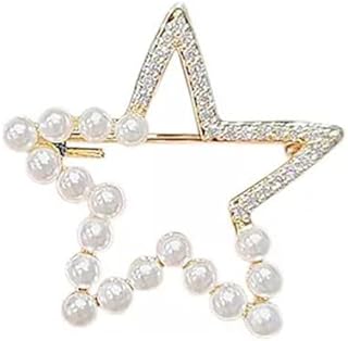 songbowen Pearl Star Brooch: Gold-Plated Metal Large Star Pin Jewelry with Crystal Rhinestones and Pearls Women's Pin Brooch