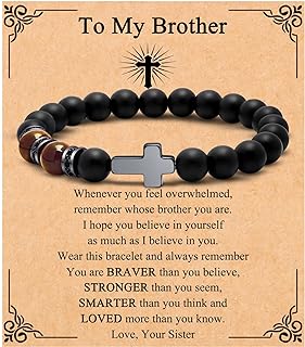 Men's Stainless Steel Bead Chain Link Bracelet with Lobster Claw Clasp - JoycuFF Christian Prayer Beads, Spiritual Cross Design, No Gemstone - Perfect for Religious Gifts, Anniversaries, and Holidays