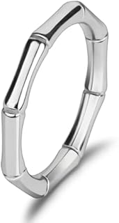 Silver Bamboo Rings for Women Girls Stainless Steel Bamboo Rings Stackable Wedding Band Ring Womens Stackable Ring Size 6-10