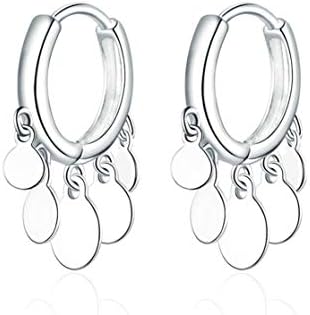 SLUYNZ 925 Sterling Silver Disc Earrings Huggie Hoop for Women Teen Girls Coin Hoop Earrings Cluster Drop Earrings Tassel