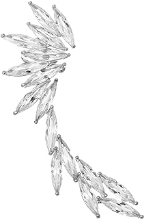 Silver Wrap Around Cubic Zirconia Earrings with Adjustable Cuff for Women - Climber Design