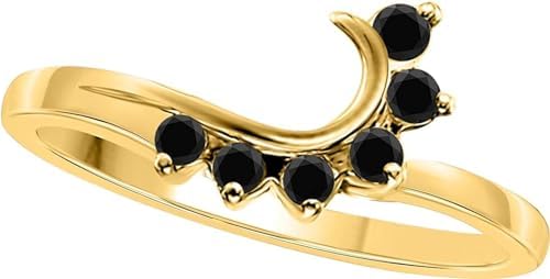 14K Yellow Gold Plated Round Cut Black Diamond Wedding Enhancer Ring Guard Wrap for Women's