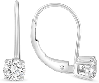 1-4 Ct Hoop Lever Back Diamond Studs Women's 14k Gold Earrings Lab Grown