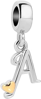 SBI Jewelry A-Z Initial Letter Charm Compatible with Pandora Charm Bracelets Name Alphabet Dangle Gift Gold Love Heart Family Birthday Anniversary