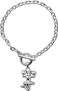 Inspired Silver - Silver Customized Charm Toggle Bracelet with Cubic Zirconia Jewelry