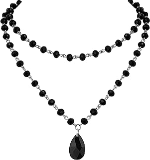 Sacina Gothic Black Teardrop Choker Necklace, Black Bead Necklace, Gothic Choker, Gothic Necklace, Halloween Necklace, Costume Jewelry, Christmas New Year Jewelry Gift for Women