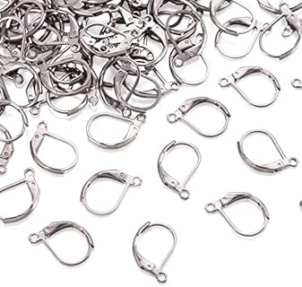 Pandahall 100pcs Stainless Steel Lever Back Hoop Earrings Surgical Earring Components for Jewelry Makings 13x10x1.5mm