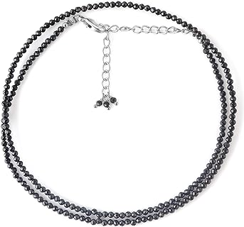 Silver-Plated Ball Chain Necklace with Natural Black Tourmaline Beads, An Elegant Jewelry Gift for Her, 18-Inch Serene Energy Healing Accessory