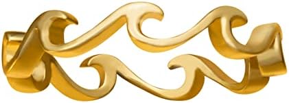 Gold-Plated 925 Sterling Silver Hawaiian Sea Wave Eternity Ring for Sensitive Skin, Infinity Design Size 4