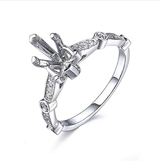 GOWE Solid 10K White Gold 6x11mm Marquise Cut Semi Mount Pave Natural Diamonds Ring Engagement & Wedding Wommen's Jewelry Ring